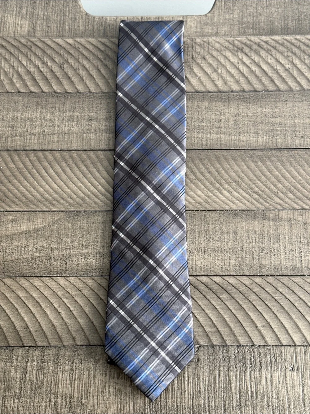 Pronto Uomo Gray Blue Plaid Men’s Tie